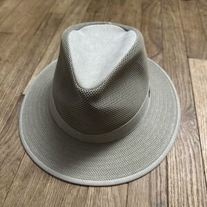 Kooringal Light Gray Fedora Hat‎ Mens Small 59CM Mesh Wide Brim Outdoor Breezy